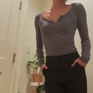 COPY - TNA Grey Henley Long Sleeve